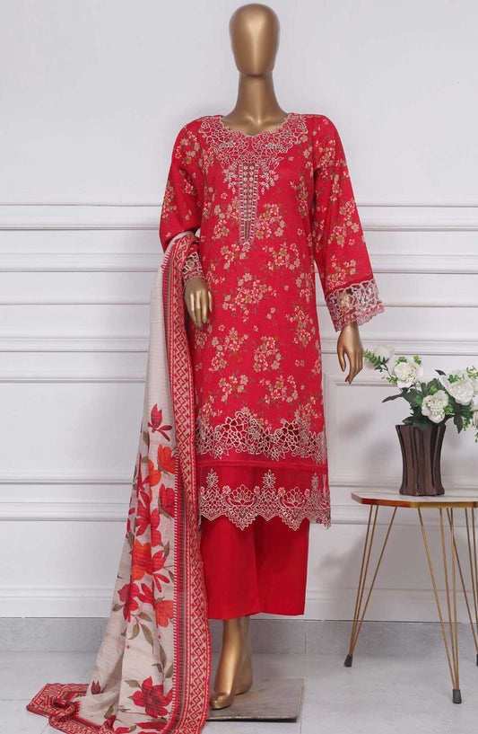 Raya by Sadabahar Embroidered Lawn Stitched 3 Piece - D-11 - SDB25RE - Red - Summer Collection
