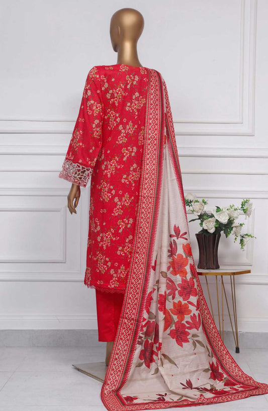 Raya by Sadabahar Embroidered Lawn Stitched 3 Piece - D-11 - SDB25RE - Red - Summer Collection