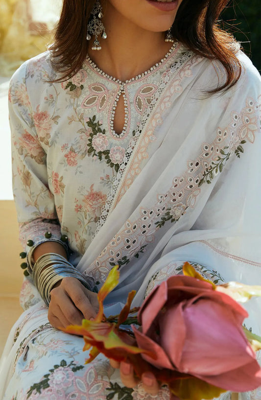 Cross Stitch Unstitched Premium Lawn Collection - Design 11 FLORAL MARINE