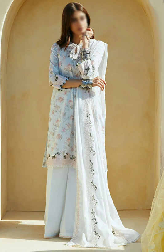 Cross Stitch Unstitched Premium Lawn Collection - Design 11 FLORAL MARINE