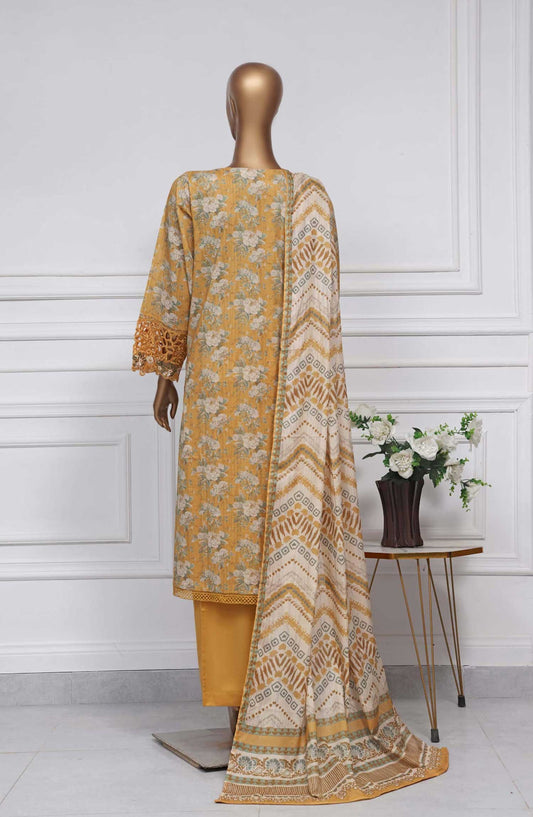 Raya by Sadabahar Embroidered Lawn Stitched 3 Piece - D-12 - SDB25RE - Mustard - Summer Collection