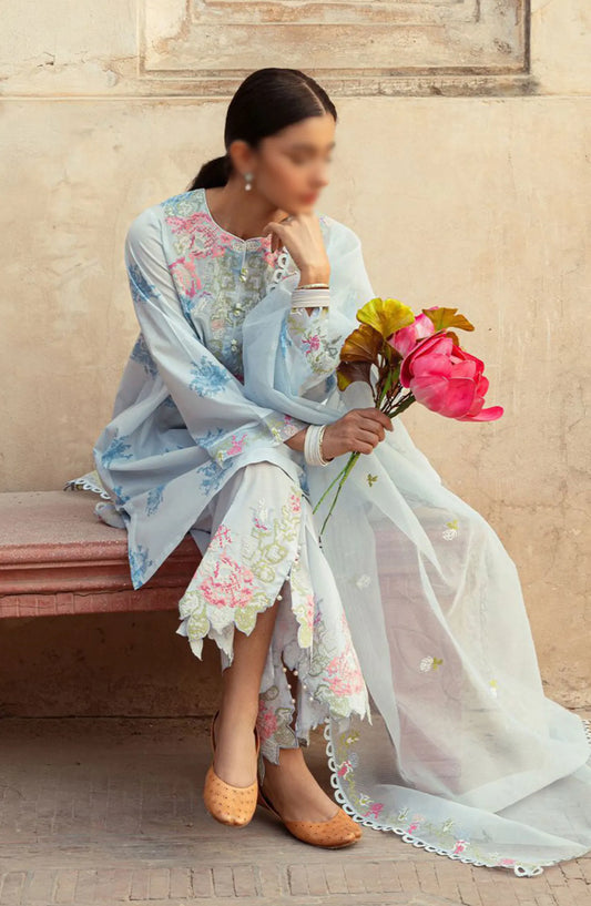 Cross Stitch Unstitched Premium Lawn Collection - Design 13 DAWN MIST