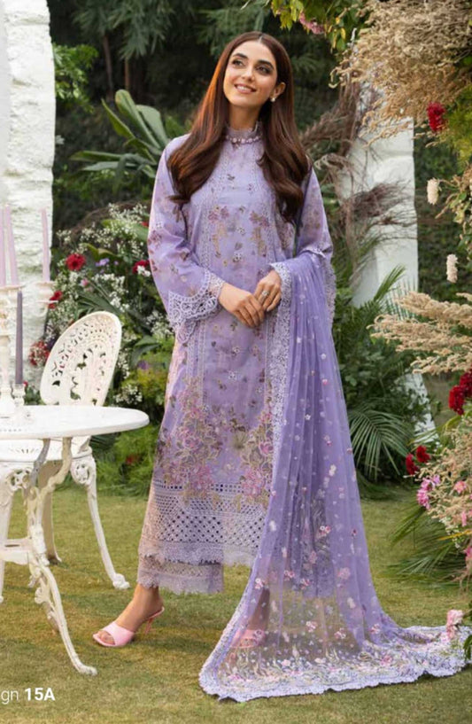 Sobia Nazir Embroidered Unstitched 3 Piece Suit - D-15 A - SBN25LL - Greyish Purple - Summer Collection