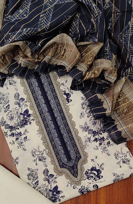 Bin Saeed Unstitched Printed Cotton 3Pcs Collection - Design 15