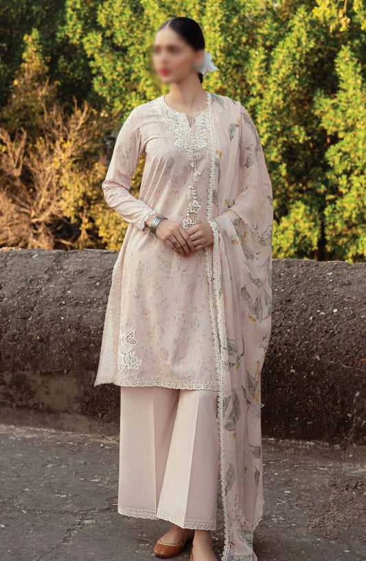 Cross Stitch Unstitched Premium Lawn Collection - Design 16 SILVER PEONY