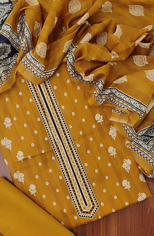 Bin Saeed Unstitched Printed Cotton 3Pcs Collection - Design 17