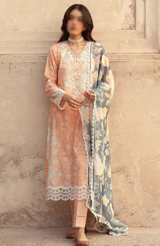 Cross Stitch Unstitched Premium Lawn Collection - Design 17 SUNSET FLORA