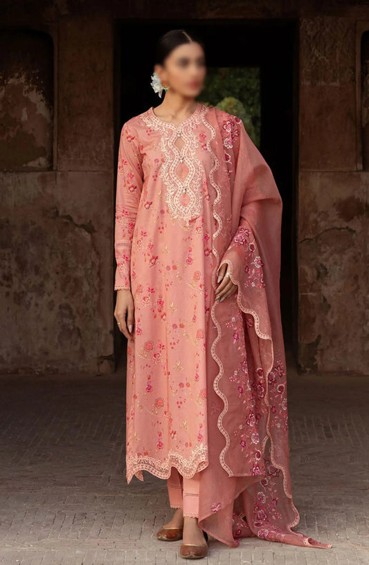 Cross Stitch Unstitched Premium Lawn Collection - Design 19 APRICOT CHARM