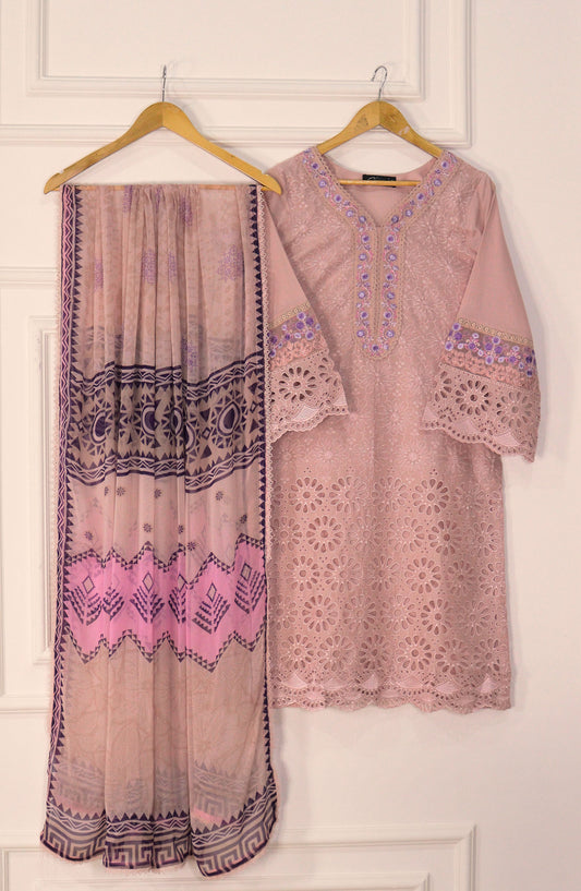 Emerge Embroidered Lawn Stitched 3 Piece Suit - Pink - D-01 - EM25CL2 - Summer Collection
