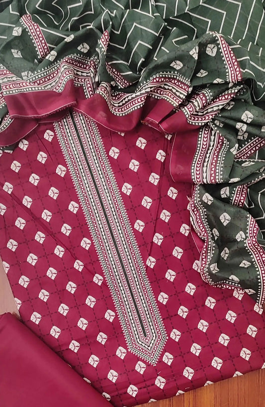 Bin Saeed Unstitched Printed Cotton 3Pcs Collection - Design 20