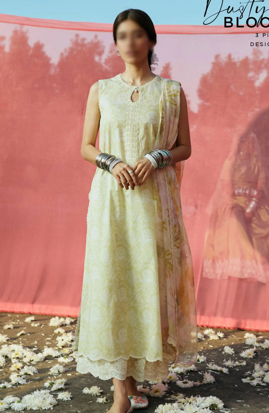 Cross Stitch Unstitched Premium Lawn Collection - Design 21 DUSTY BLOOM