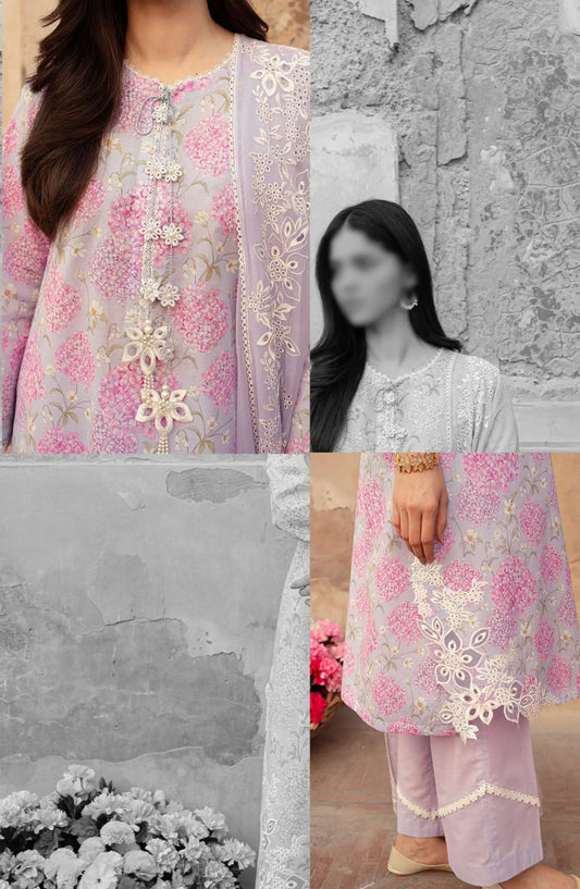 Cross Stitch Unstitched Premium Lawn Collection - Design 23 LILAC DREAM
