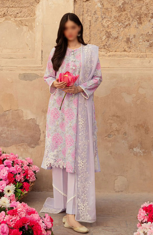 Cross Stitch Unstitched Premium Lawn Collection - Design 23 LILAC DREAM