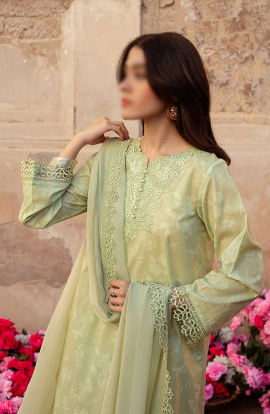 Cross Stitch Unstitched Premium Lawn Collection - Design 24 MISTED GREEN