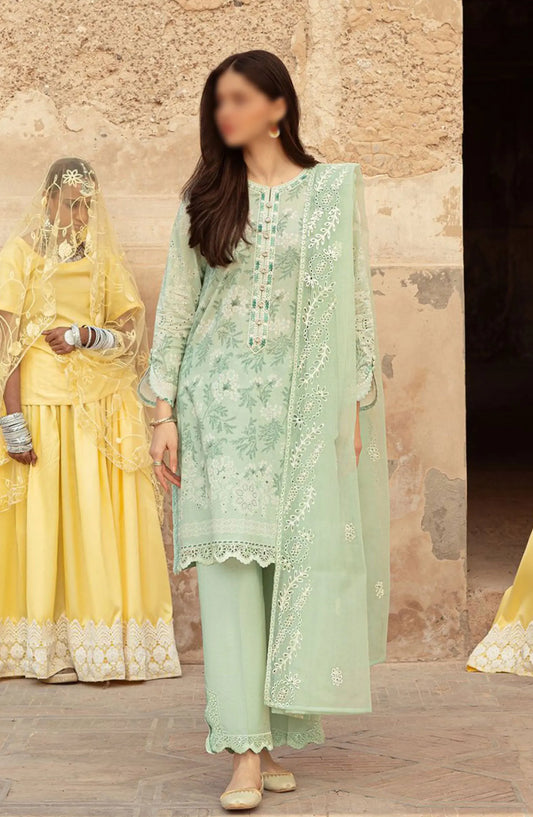 Cross Stitch Unstitched Premium Lawn Collection - Design 25 ICE LILY