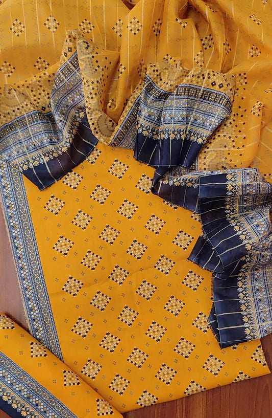 Bin Saeed Unstitched Printed Cotton 3Pcs Collection - Design 27