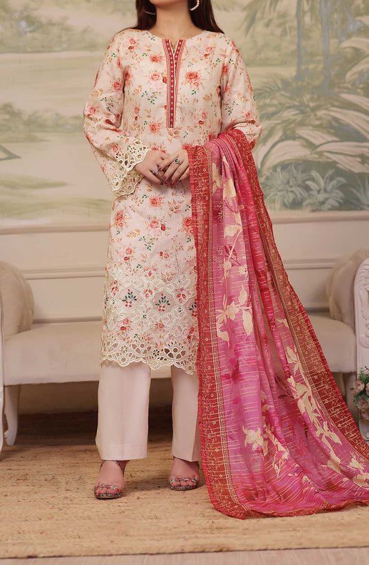 Zynah by VS Textile Chikankari Lawn Unstitched 3 Piece Suit - Design 406 - VS25Z - Pink - Summer Collection