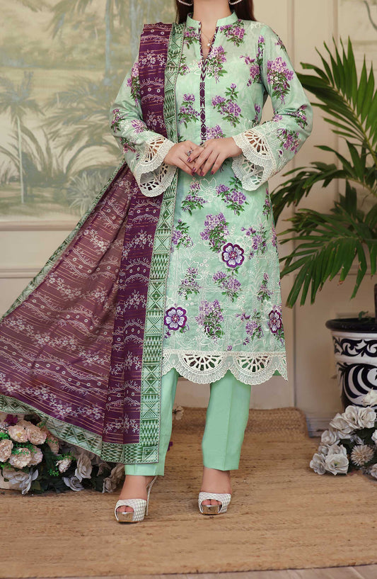 Zynah by VS Textile Chikankari Lawn Unstitched 3 Piece Suit - Design 409 - VS25Z - Sea Green - Summer Collection