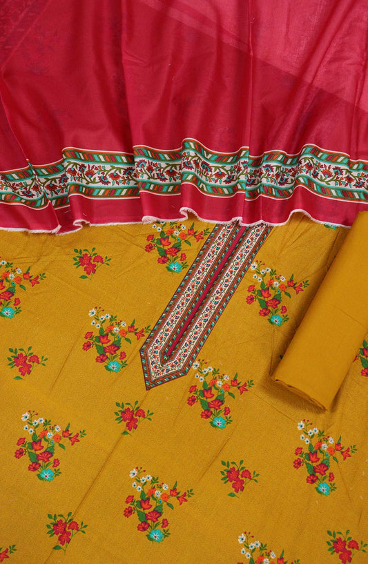 Bin Saeed Printed Lawn Unstitched 3 Piece Suit - D-80 - BS25L - Yellow - Summer Collection