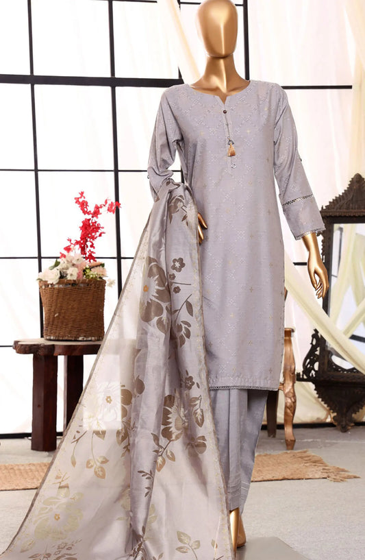 HZ RTW Damask Jacquard Devor Dupatta Collection - DJL 406 GREY