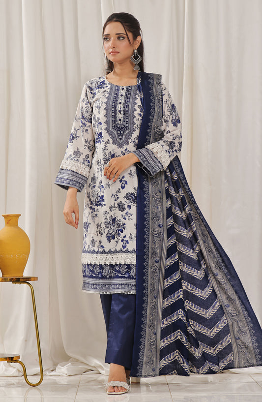 Designer Cotton Lawn 3 Pcs  Unstitched Printed Collection 2024 vol 2 - DL-136