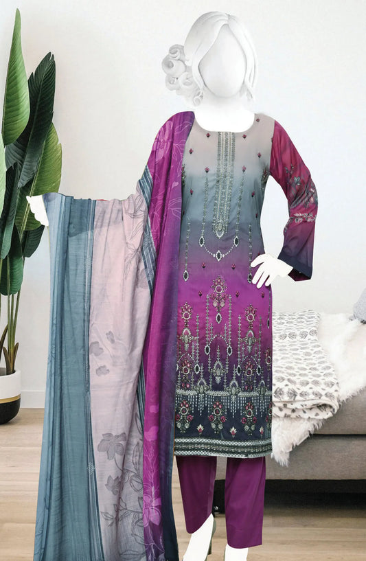 Hamna Digital Printed and Embroidered Lawn Collection - DL 1611