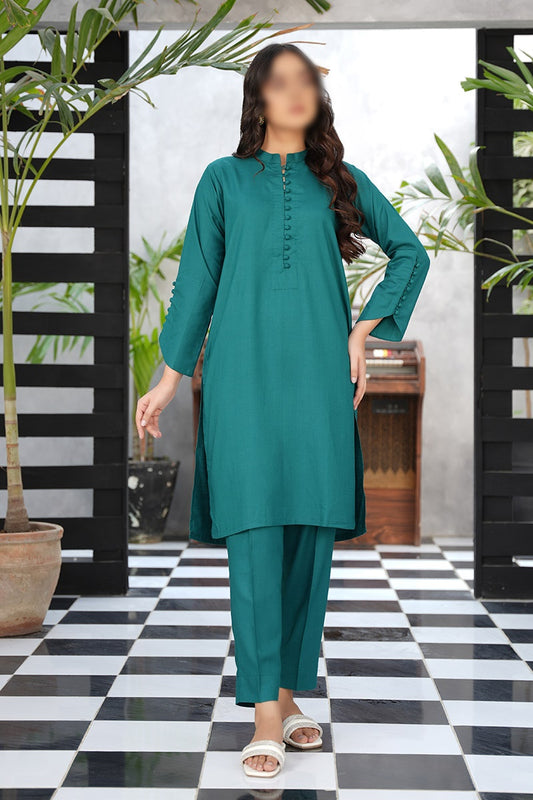 Dear Winter I am Ready Solid Slub Linen Co ords by Amna khadija - DWI 01
