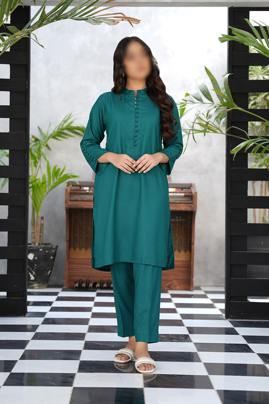 Dear Winter I am Ready Solid Slub Linen Co ords by Amna khadija - DWI 01