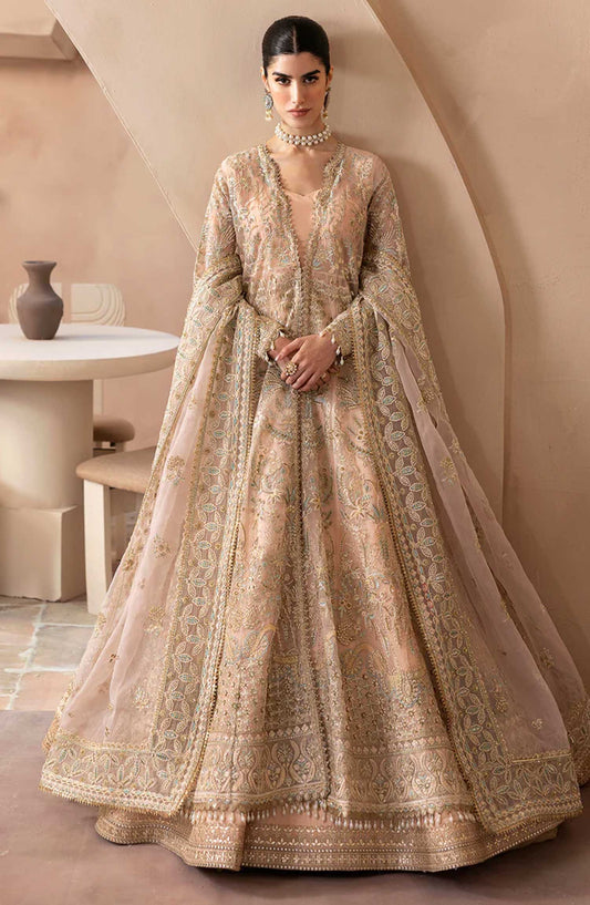 Emaan Adeel Embroidered Organza Unstitched 3 Piece - EA25C - Dynastia - Fawn - Formal Collection