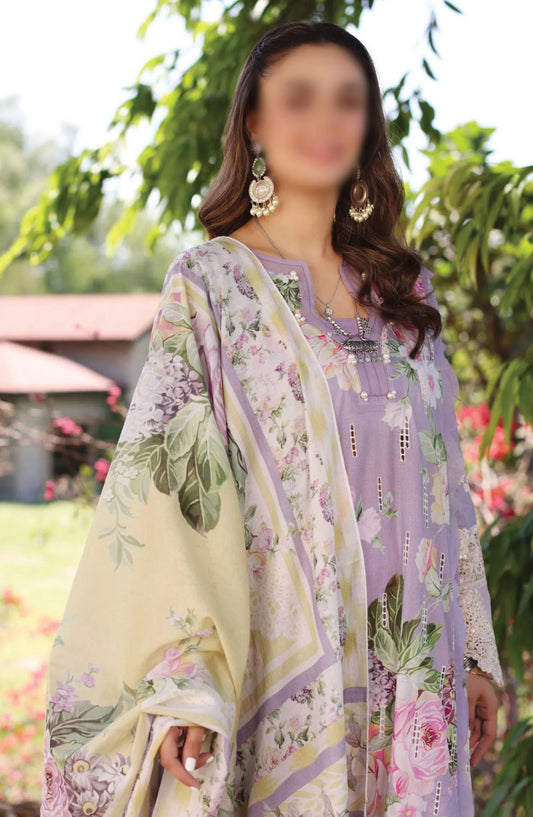 Elaf Print Chikankari Collection 2024 - ECK-03A LILAC L'AMOUR