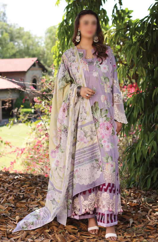 Elaf Print Chikankari Collection 2024 - ECK-03A LILAC L'AMOUR