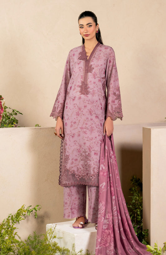Iznik Embroidered Lawn Unstitched 3 Piece Suit - EFL-04 - IZK25FL - Pink - Summer Collection