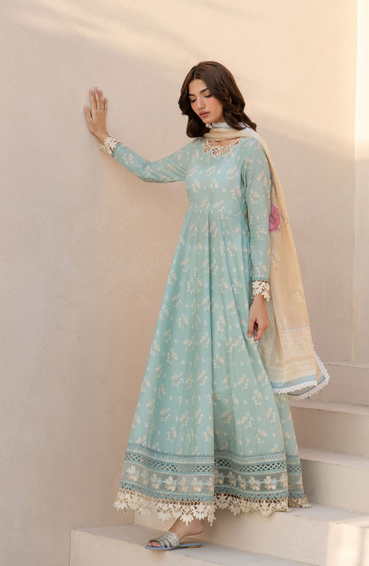 Iznik Embroidered Lawn Unstitched 3 Piece Suit - EFL-06 - IZK25FL - Blue - Summer Collection