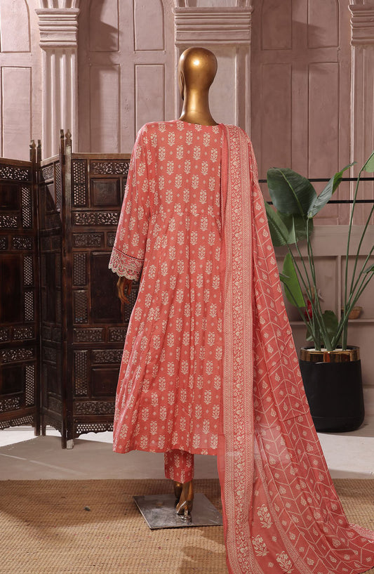Bin Saeed Embroidered Lawn Stitched 3 Piece Frock - D-09 - BS25LEFV2 - Pink - Summer Collection