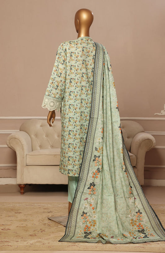 Bin Saeed Embroidered Lawn Stitched 3 Piece Suit - WC-016 - BS25EELV7 - Green - Summer Collection
