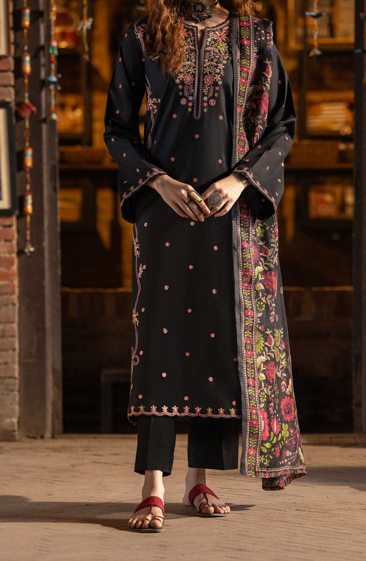 Bazaar by Casual Lite Embroidered Cotton Lawn Stitched 3 Piece Suit - Elegant Noir - CL25BS - Summer Collection