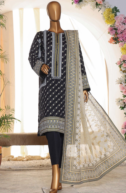 HZ Textile Printed Lawn Unstitched 3 Piece Suit - EPS-06 - HZ25AUESL - Black - Summer Collection
