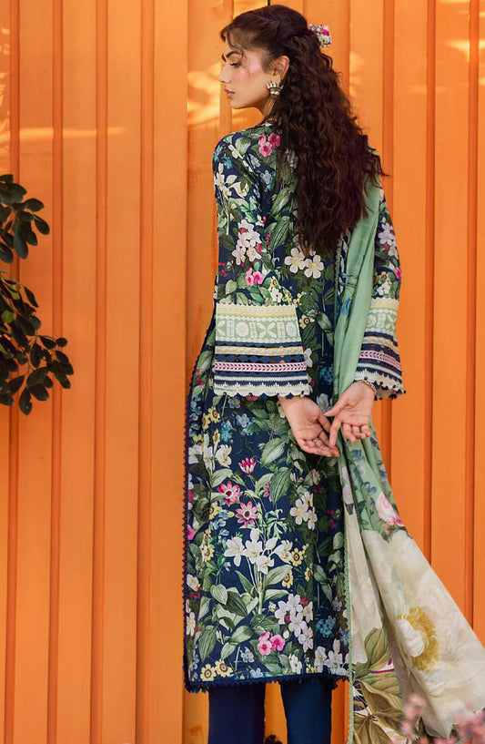 Elaf Printed Lawn Unstitched 3 Piece Suit - EPS-1A MEADOW MUSE - EL25ELPV2 - Blue - Summer Collection