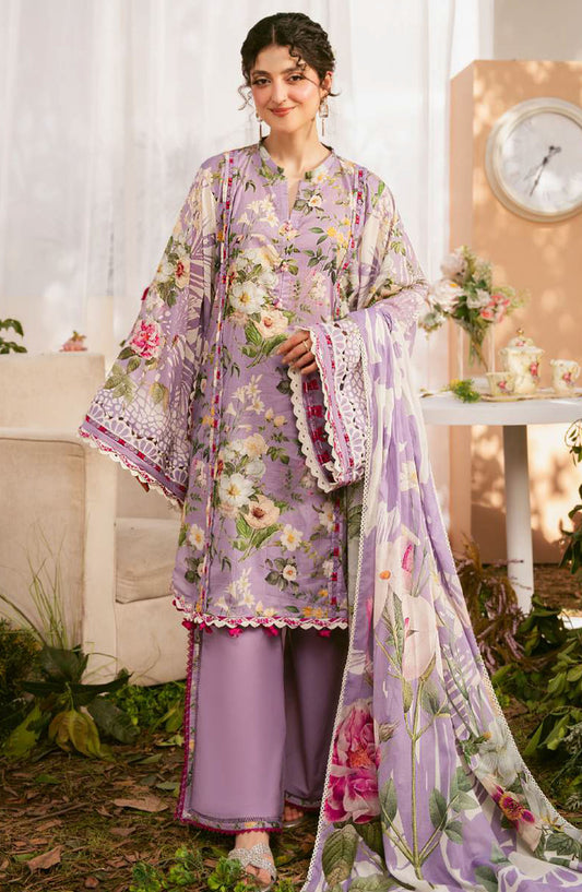 Elaf Printed Lawn Unstitched 3 Piece Suit - EPS-5B LILABELLE - EL25ELPV2 - Purple - Summer Collection