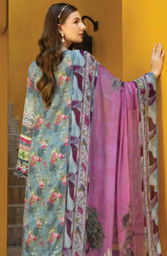 Elaf Embroidered Lawn Unstitched 3 Piece - ETS 07B GLORY - EL25SL - Grey - Summer Collection