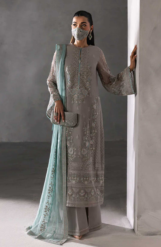 Laconic by Flossie Embroidered Chiffon Unstitched 3 Piece - FE - 908 - FL25L - White - Festive Collection