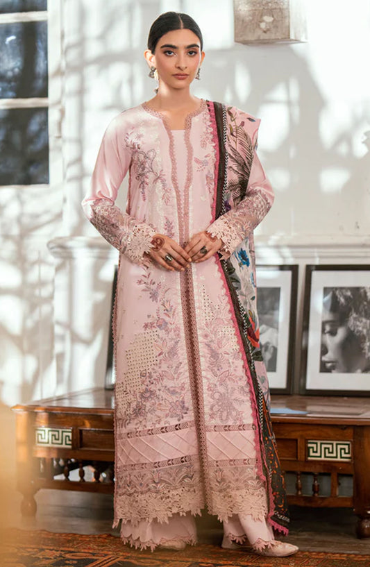 Florent Embroidered Lawn Unstitched 3 Piece Suit - FEE-01 B - FL25EELL - Pink - Eid Collection