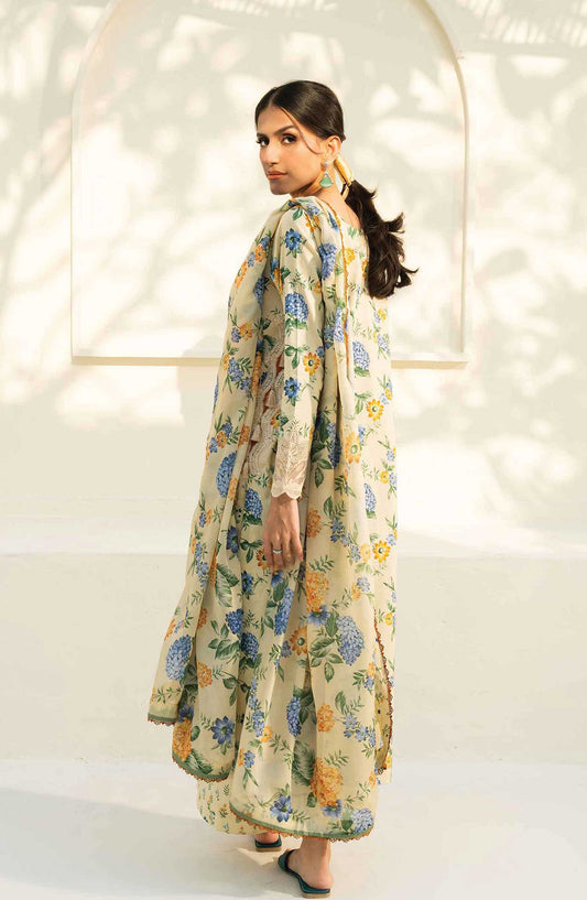 Faiza Faisal Embroidered Lawn Unstitched 3 Piece Suit - FFP 01 Anais - FF25PL - Creamy Yellow - Summer Collection