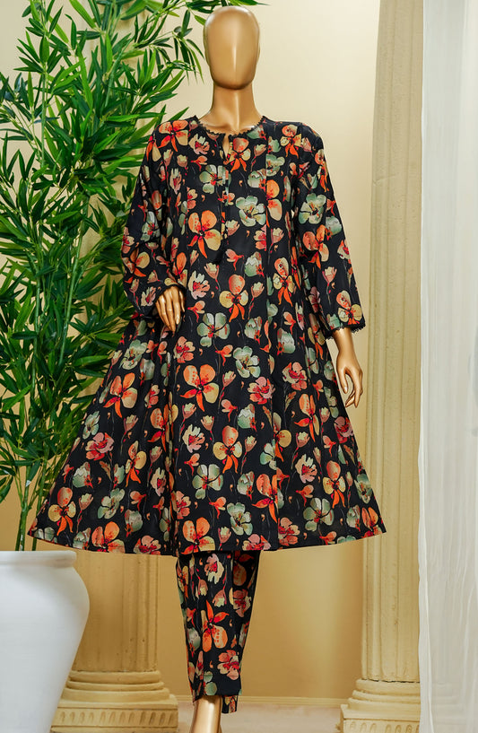 Amna Khadija Printed Lawn Stitched 2 Piece Suit - FFPC-02 - AM25FFPC - Black - Summer Collection
