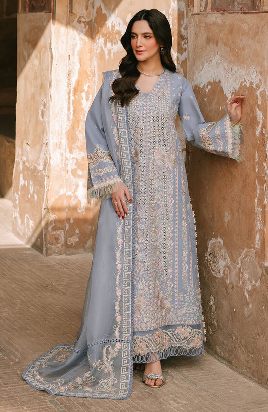 Sarang by Fiona Embroidered Lawn Unstitched 3 Piece Suit - Aysel - FIO25SL - Blue - Summer Collection