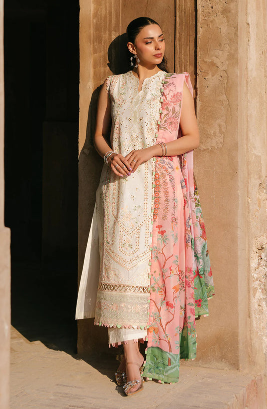 Sarang by Fiona Embroidered Lawn Unstitched 3 Piece Suit - Nevin - FIO25SL - Off White - Summer Collection