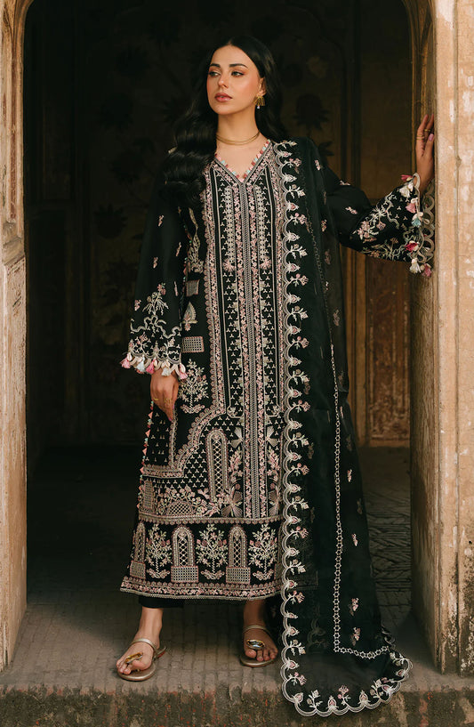 Sarang by Fiona Embroidered Lawn Unstitched 3 Piece Suit - Kara - FIO25SL - Black - Summer Collection