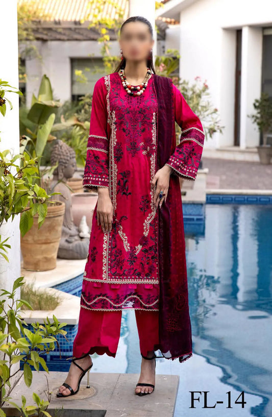 Minha Florum Luxury Embroidered Lawn Collection - FL-13