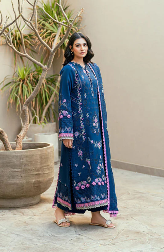 Florent Embroidered Lawn Unstitched 3 Piece Suit - FL-04 A - FL25ELL - Blue - Summer Collection