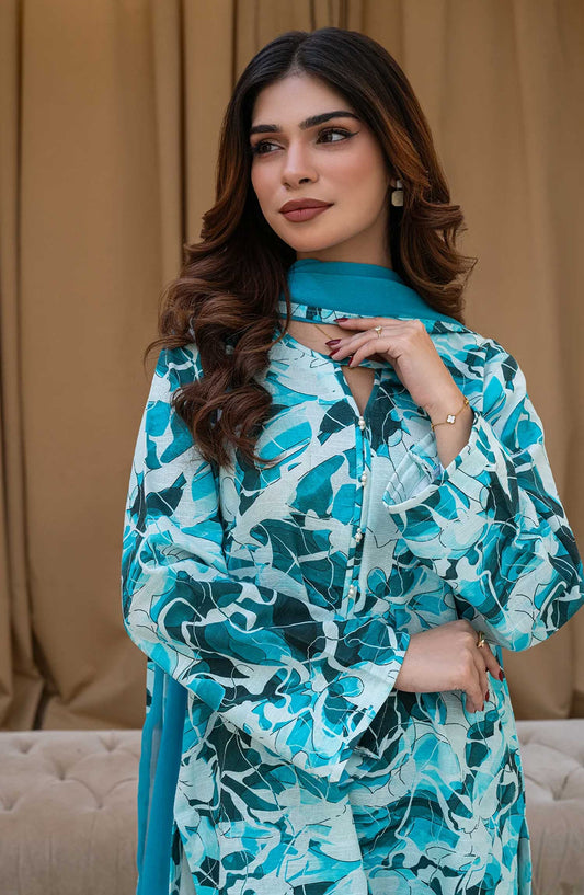 Rangeen Printed Khaddar Stitched 2 Piece - Floret Majesty - R25DW - Blue - Winter Collection